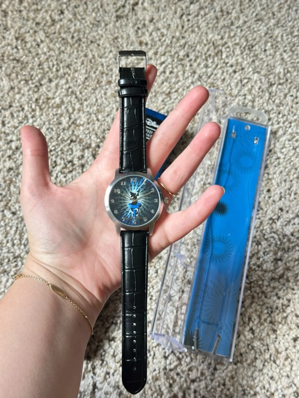 Disney Blue Graphic Dial Wristwatch with Black Strap